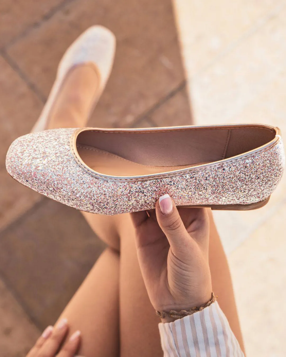 Outlet Casual Mode Ballerines femme pailletées - Divina Rose