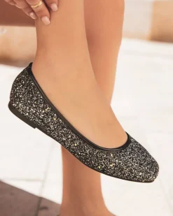 Fashion Casual Mode Ballerines femme pailletées es - Divina Noir