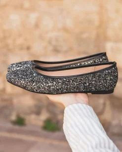 Fashion Casual Mode Ballerines femme pailletées es - Divina Noir