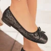 Outlet Casual Mode Ballerines femme plates es pailletées - Flavia Noir