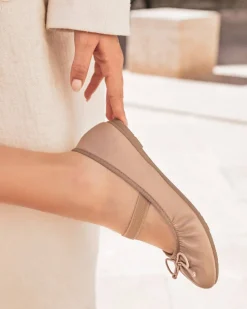 Clearance Casual Mode Ballerines femme plates - Olympia Taupe