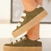 Clearance Casual Mode Basket espadrille en toile femme - Delphine Kaki