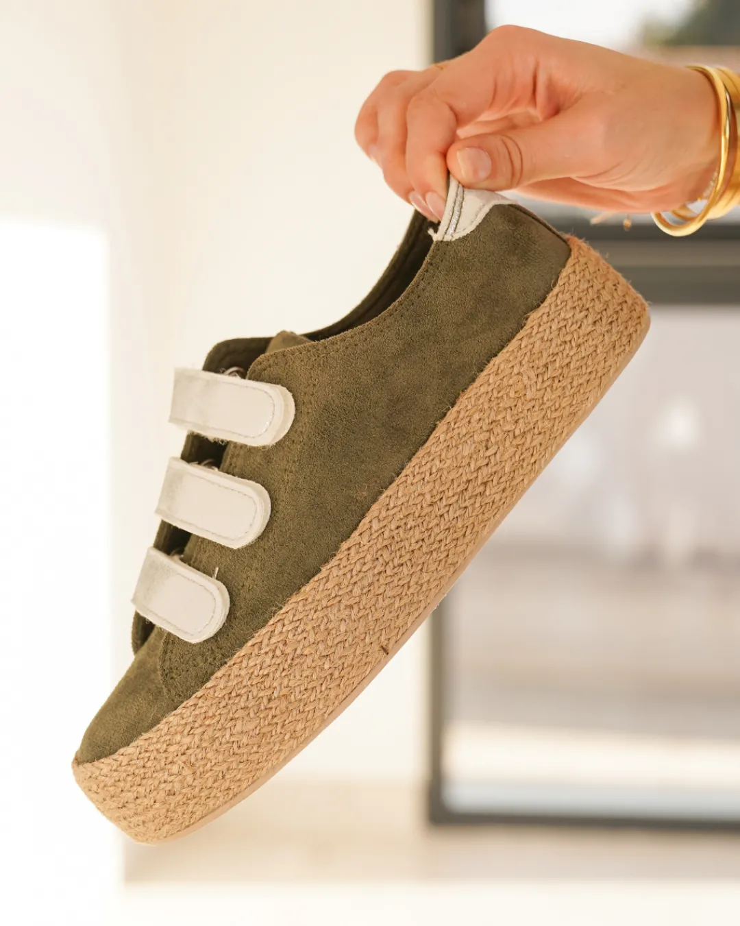 Clearance Casual Mode Basket espadrille en toile femme - Delphine Kaki