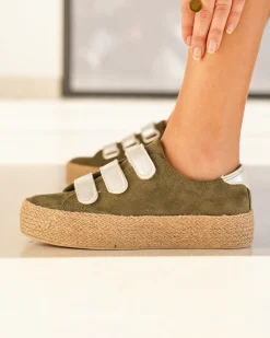Clearance Casual Mode Basket espadrille en toile femme - Delphine Kaki