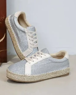 Online Casual Mode Basket espadrille femme ée à lacets - Mélodie Argent