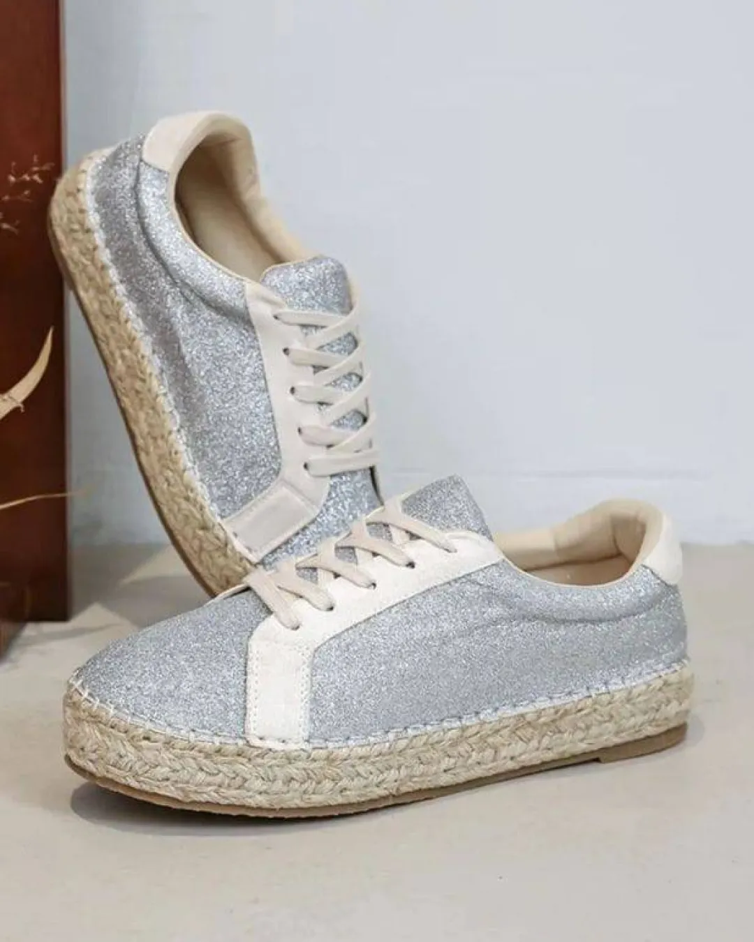 Online Casual Mode Basket espadrille femme ée à lacets - Mélodie Argent