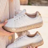 Hot Casual Mode Basket espadrille femme he à lacets - Arielle Blanc