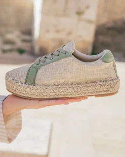 Outlet Casual Mode Basket espadrille femme beige et à lacets - Jennifer Kaki