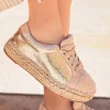 Clearance Casual Mode Basket espadrille femme beige et dée à lacets - Jennifer Or