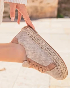 Outlet Casual Mode Basket espadrille femme beige et à lacets - Jennifer Camel