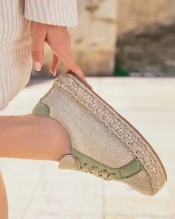 Outlet Casual Mode Basket espadrille femme beige et à lacets - Jennifer Kaki