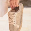 Outlet Casual Mode Basket espadrille femme dée à lacets - Mélodie Or