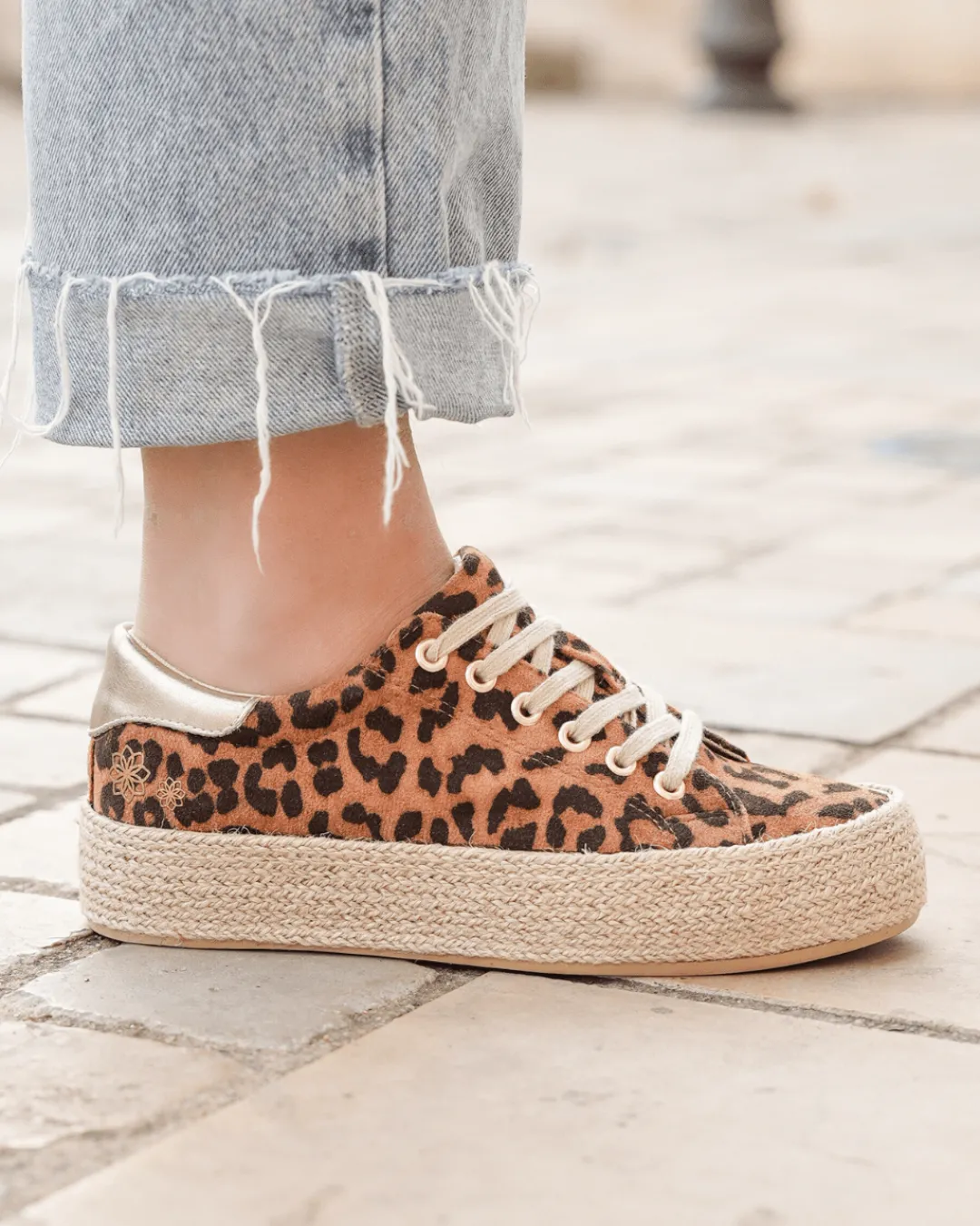 Outlet Casual Mode Basket espadrille femme léopard en toile - Eva Leopard