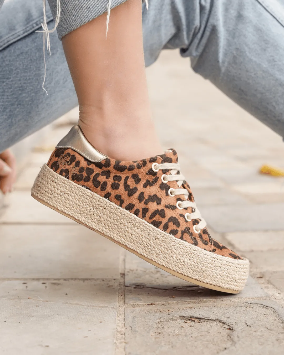 Outlet Casual Mode Basket espadrille femme léopard en toile - Eva Leopard