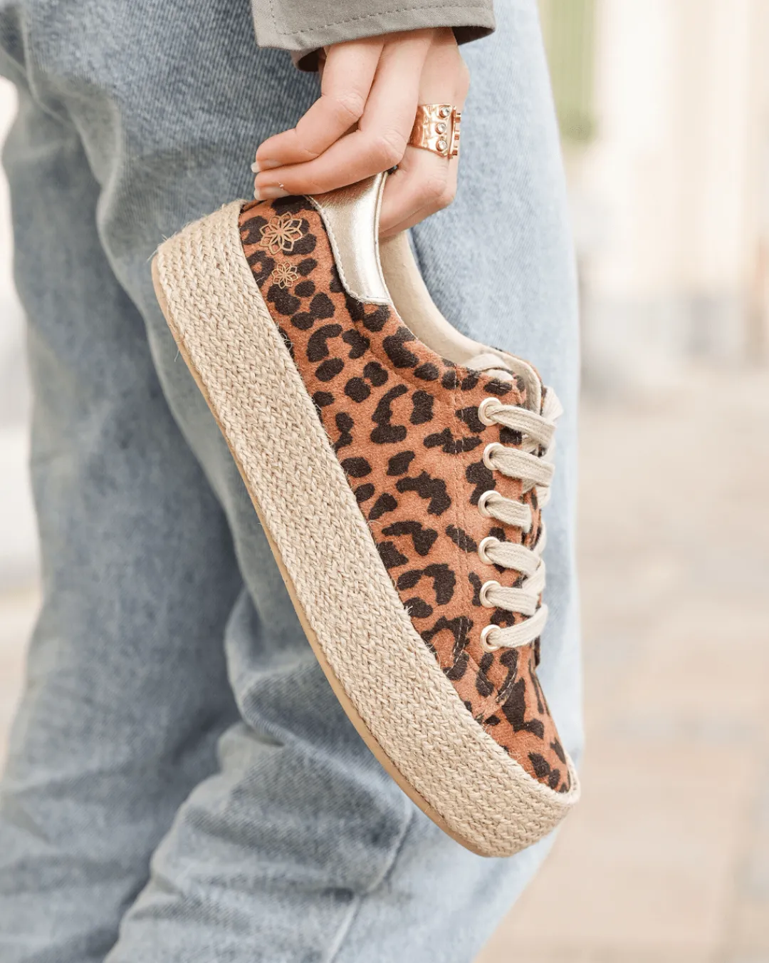 Outlet Casual Mode Basket espadrille femme léopard en toile - Eva Leopard
