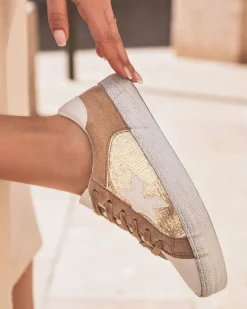 Hot Casual Mode Basket femme à lacets étoile dorée et - Stella Camel