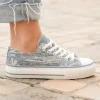 New Casual Mode Basket femme ée en toile - Siloe Argent