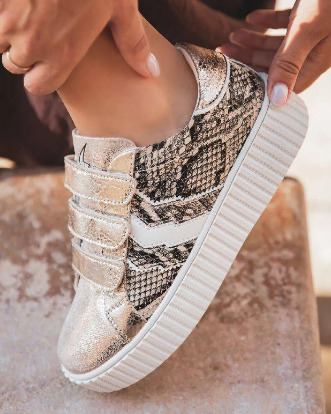 Discount Casual Mode Basket femme au motif python à scratch - CLE01 SNAKE Serpent