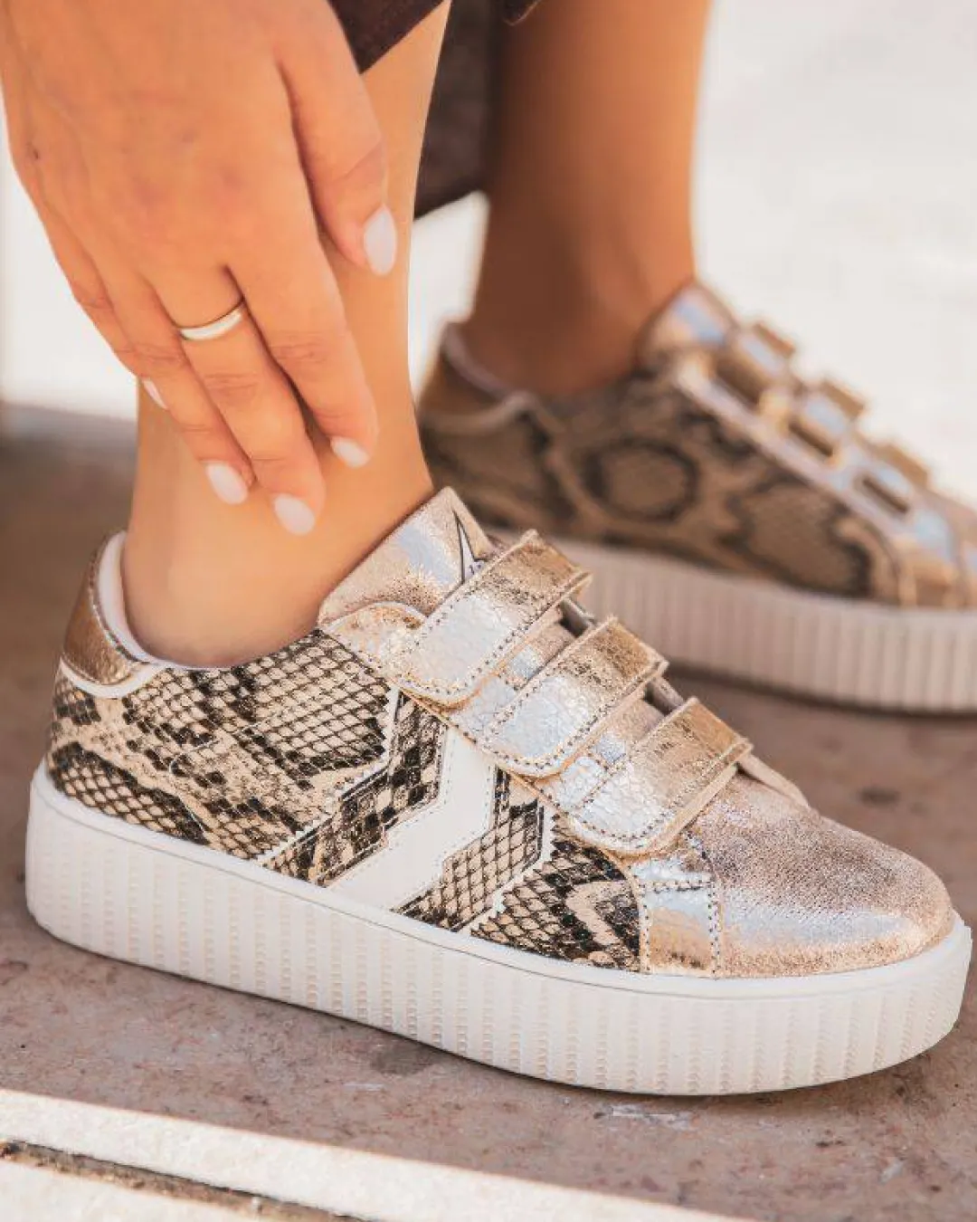 Discount Casual Mode Basket femme au motif python à scratch - CLE01 SNAKE Serpent