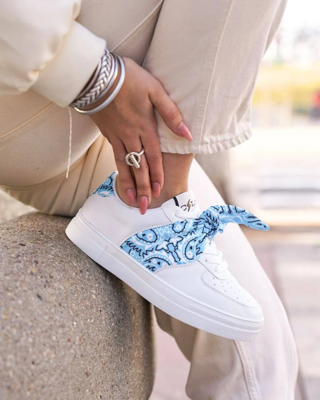 Hot Casual Mode Basket femme bandana e à lacets - CL11 BLUE Bleu