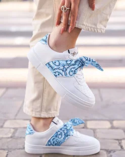 Hot Casual Mode Basket femme bandana e à lacets - CL11 BLUE Bleu