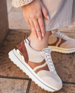 Fashion Casual Mode Basket femme à lacets - Noémie Beige
