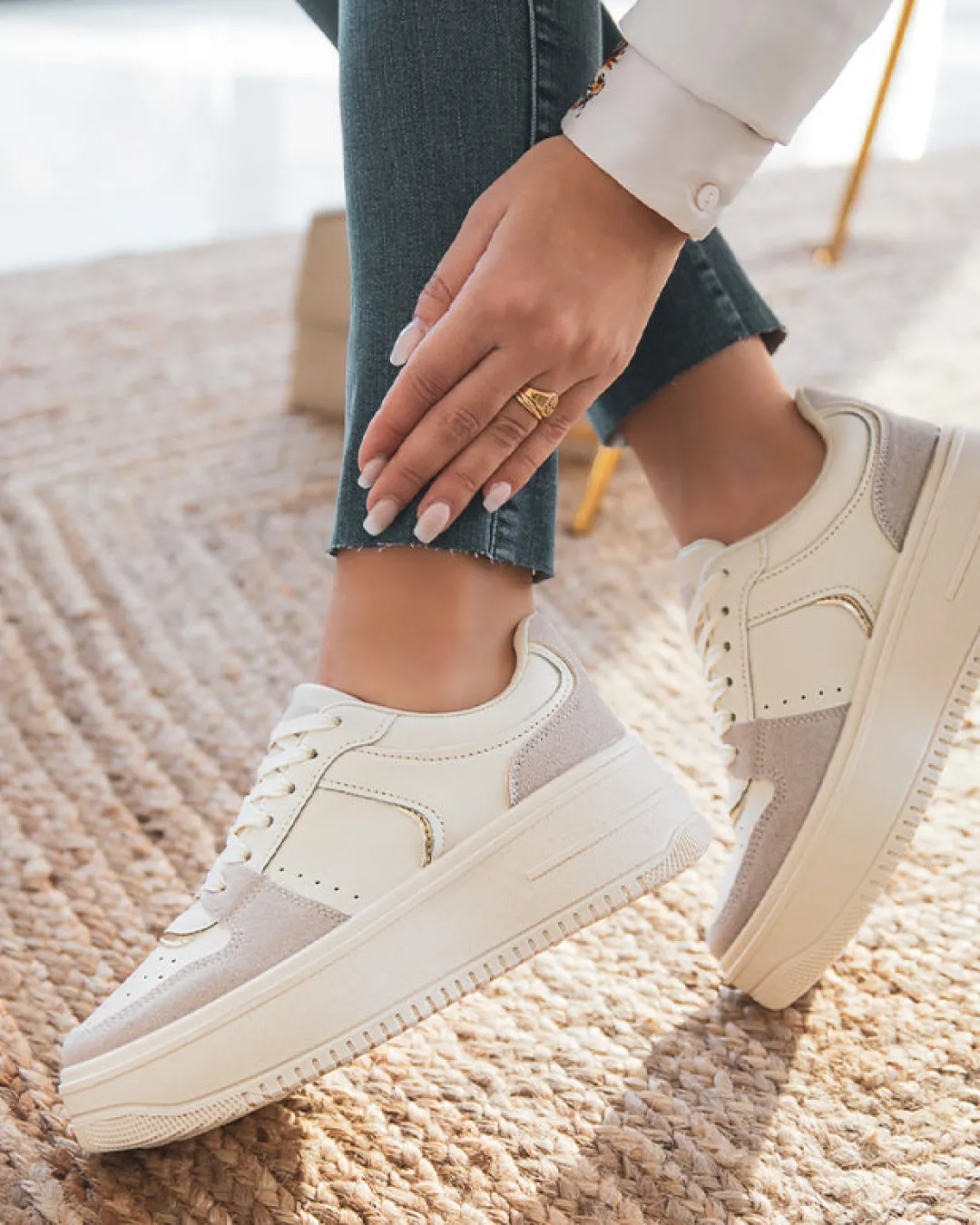Best Casual Mode Basket femme à lacets - Amalia Beige