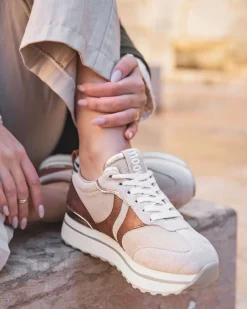 Fashion Casual Mode Basket femme à lacets - Noémie Beige