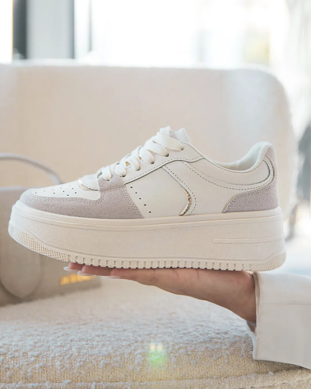 Best Casual Mode Basket femme à lacets - Amalia Beige