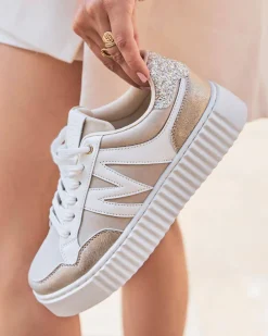 Clearance Casual Mode Basket femme à lacets - Aubrey Beige