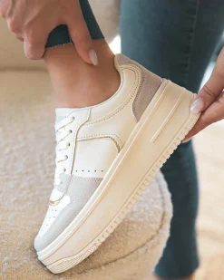 Best Casual Mode Basket femme à lacets - Amalia Beige
