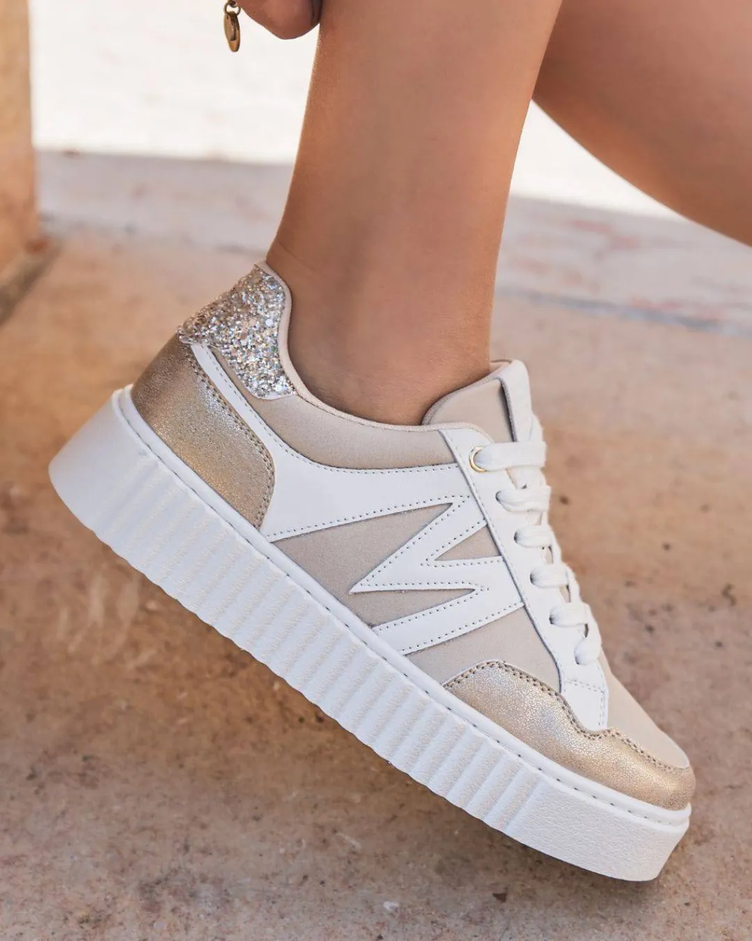 Clearance Casual Mode Basket femme à lacets - Aubrey Beige