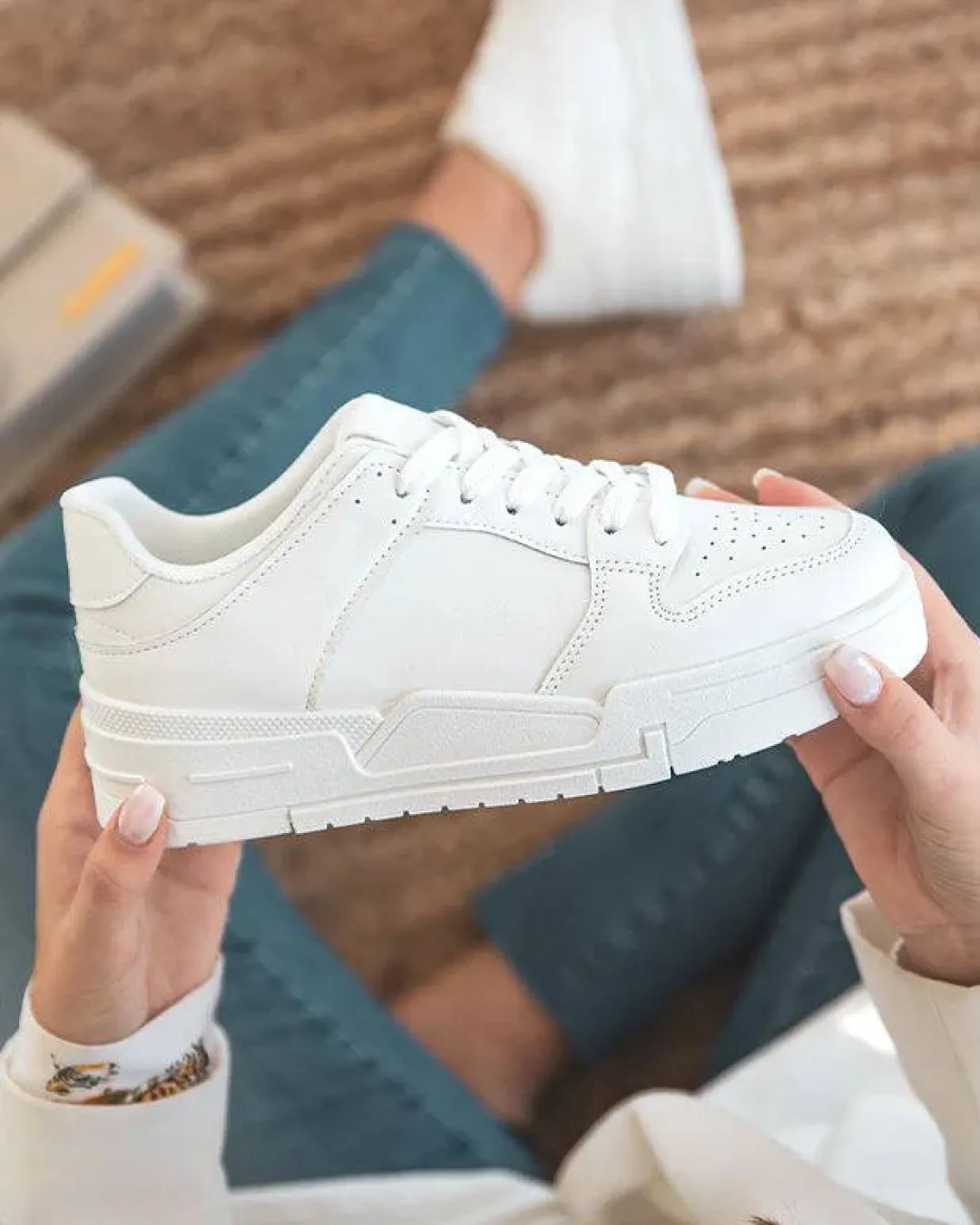Outlet Casual Mode Basket femme he à lacets - Tina Blanc