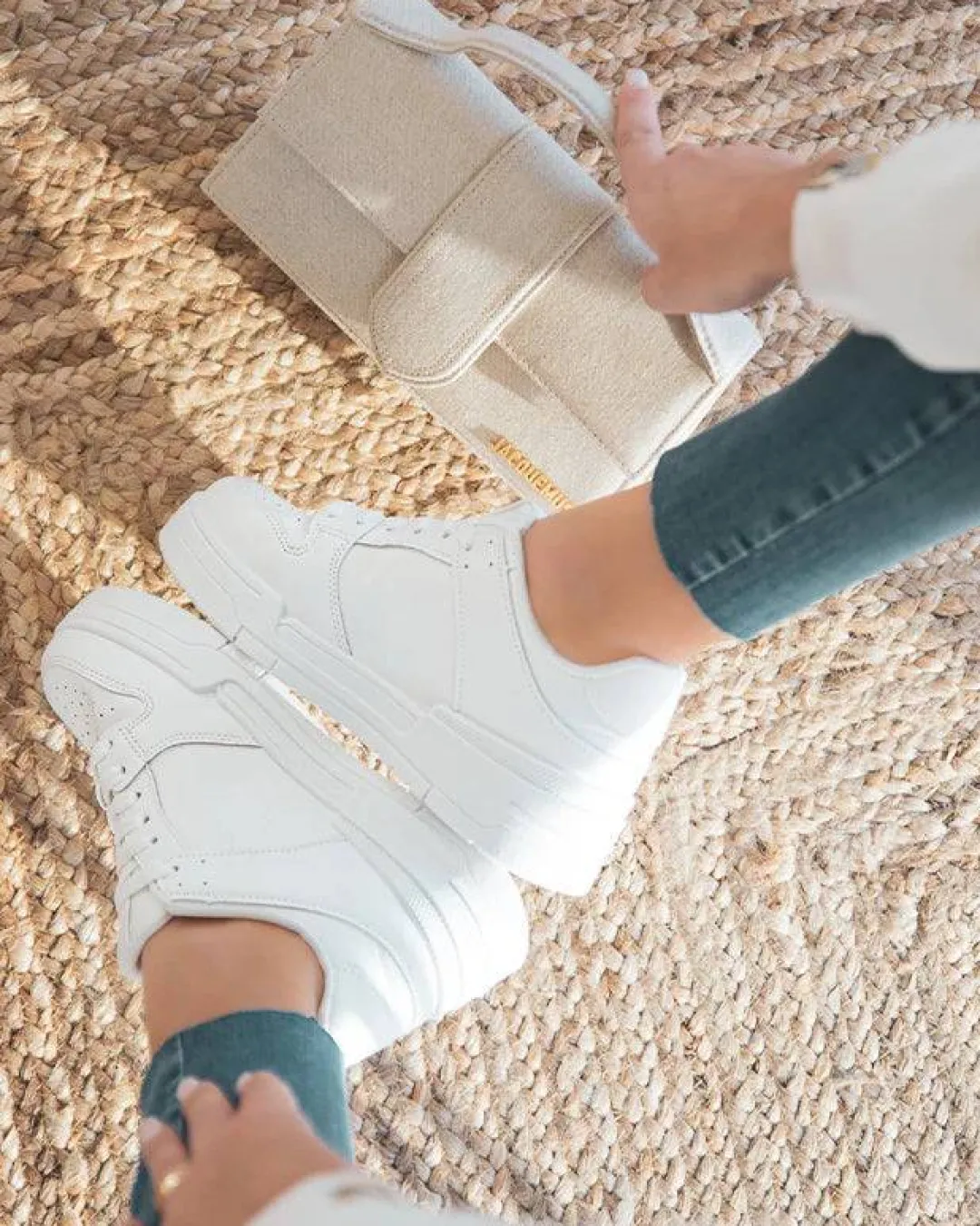 Outlet Casual Mode Basket femme he à lacets - Tina Blanc