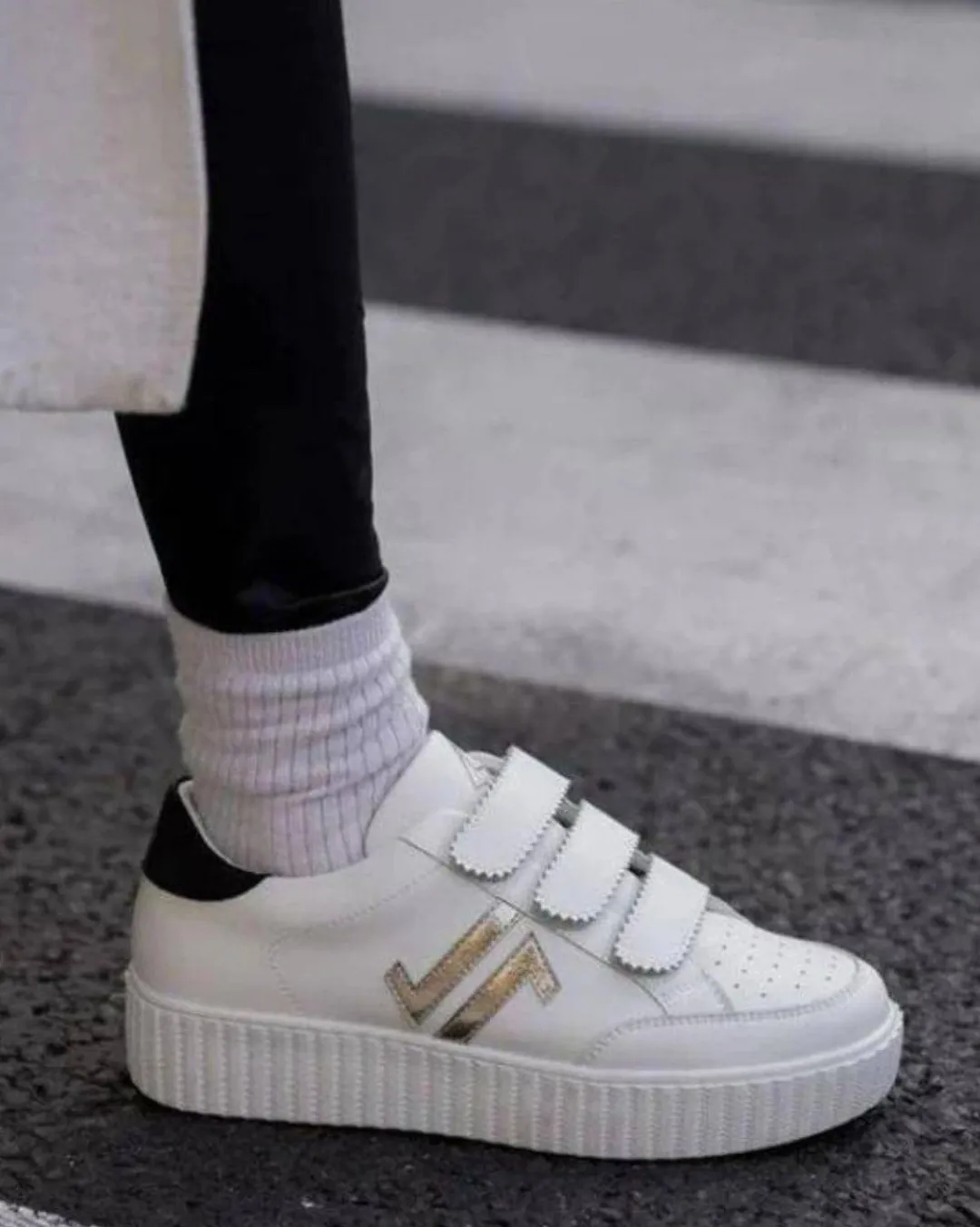 Hot Casual Mode Basket femme he creepers à scratch - CL70 WHITE Blanc