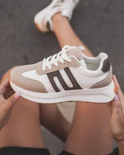 Sale Casual Mode Basket femme blanche et à lacets - Aurélie Beige