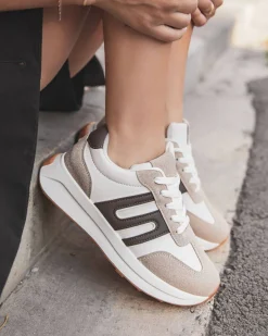 Sale Casual Mode Basket femme blanche et à lacets - Aurélie Beige