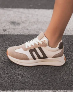 Sale Casual Mode Basket femme blanche et à lacets - Aurélie Beige