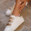 Fashion Casual Mode Basket femme blanche et dée léopard scratch - Elina Or