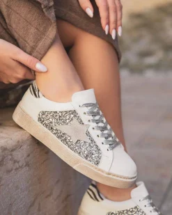 Online Casual Mode Basket femme blanche étoile ée - Léandra Argent