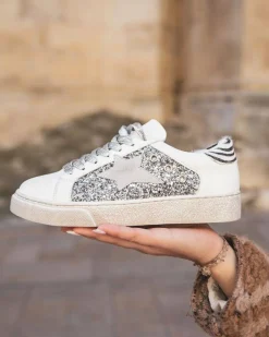 Online Casual Mode Basket femme blanche étoile ée - Léandra Argent