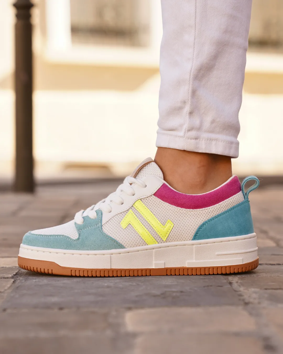 Discount Casual Mode Basket femme pastel à lacets - CL85 PASTEL Bleu