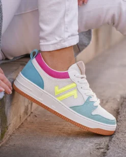 Discount Casual Mode Basket femme pastel à lacets - CL85 PASTEL Bleu