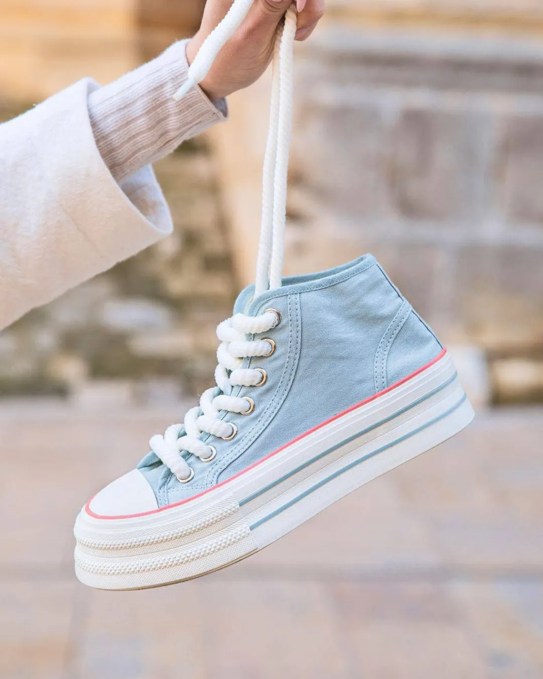 Online Casual Mode Basket femme e jeans montante en toile - Maeve Bleu