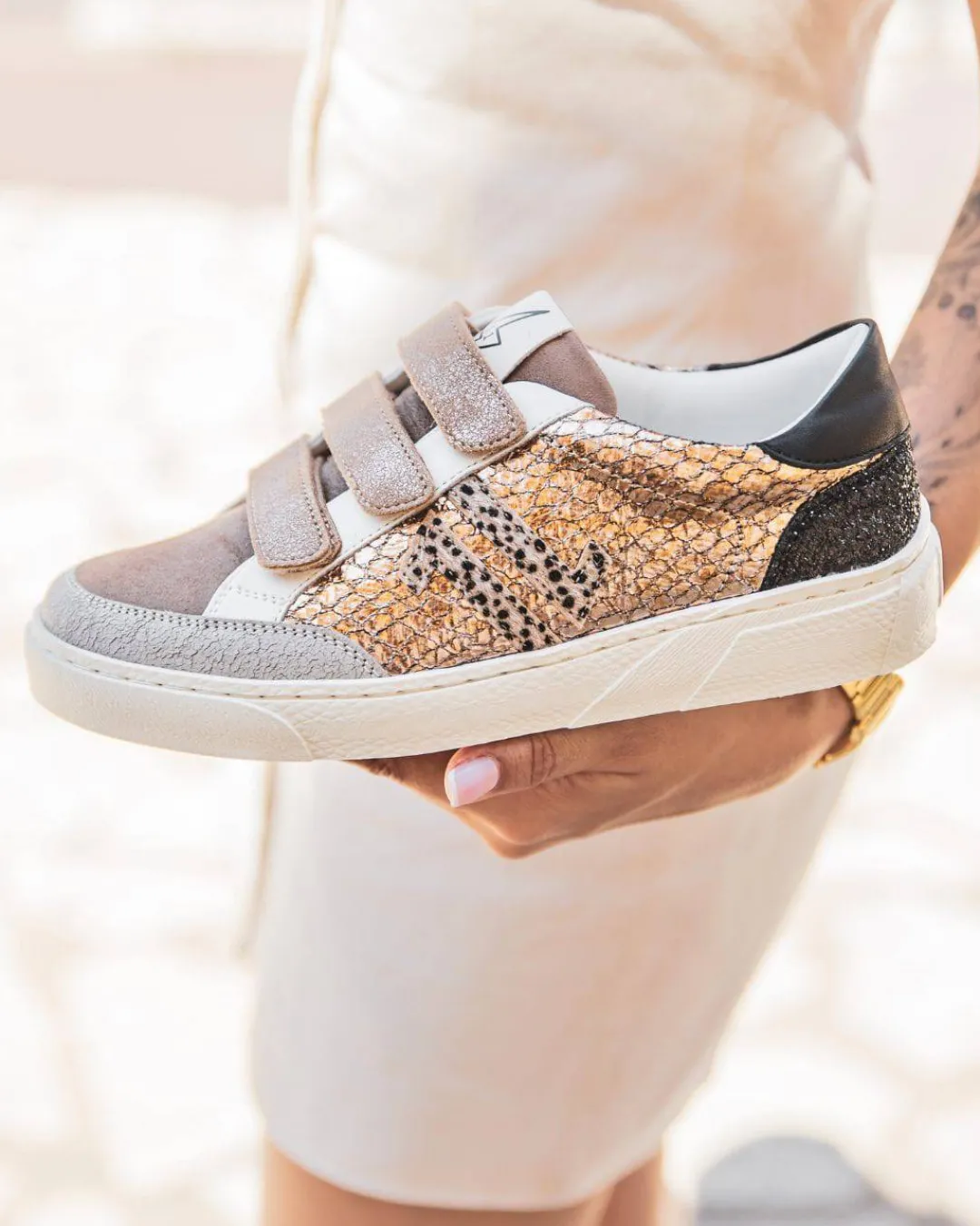 New Casual Mode Basket femme bronze à scratch - CL80 BRONZE Taupe