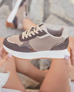 Hot Casual Mode Basket femme à lacets - Alyson Camel