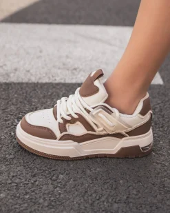 Outlet Casual Mode Basket femme à lacets - Mila Camel