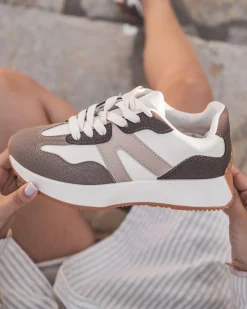 Outlet Casual Mode Basket femme à lacets - Amélia Camel