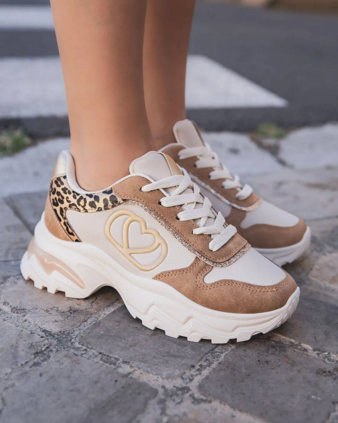 Discount Casual Mode Basket femme à semelle épaisse - Émilia Camel