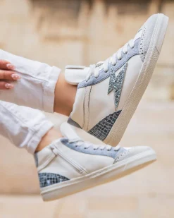Online Casual Mode Basket femme éclair e jeans montante - Romane Bleu